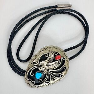 Southwestern Style Bolo Tie with Braided Leather Cord